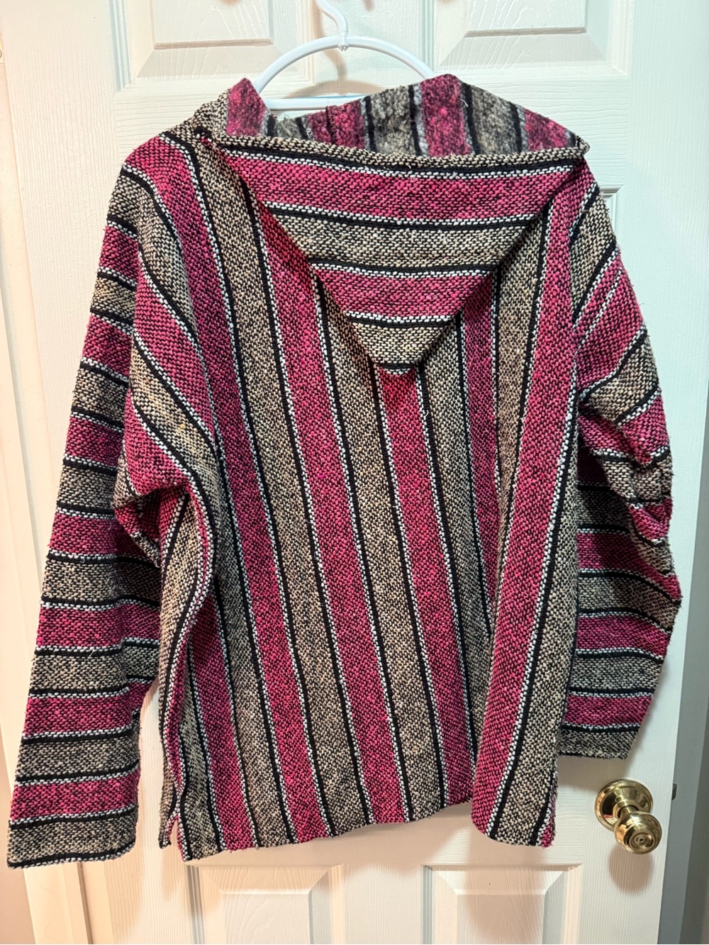 Striped Pink and Black Baja Hoodie Sweater size XL - Picture 3 of 3
